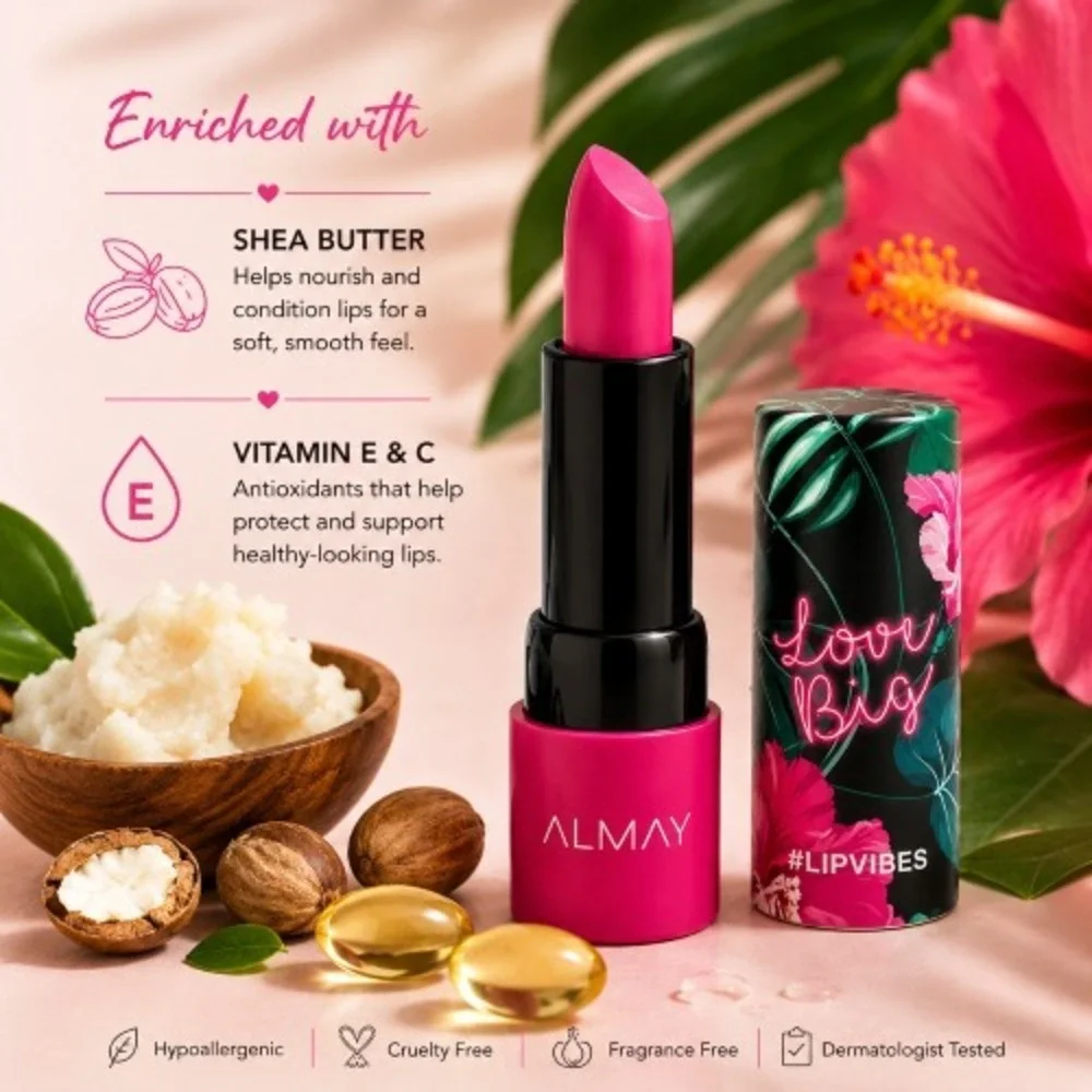 Almay Lip Vibes Lipstick 2-Pack Love Big #300 Pink Sealed 0.14 oz Each